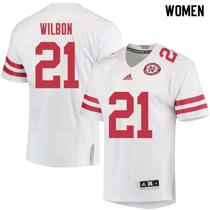 Women #21 Mikale Wilbon Nebraska Cornhuskers College Football Jerseys Sale-White